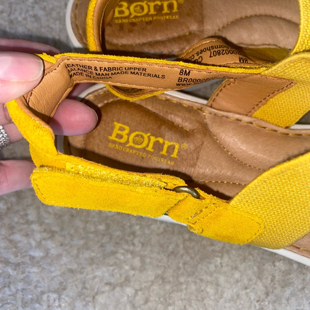 BORN Women's Patriotic Suede Slingback Sandal Yellow - Picture 11 of 12